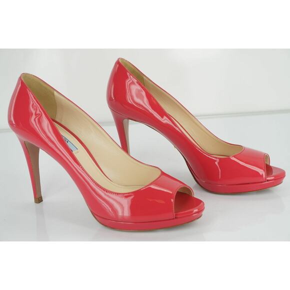 Prada Peep Toe Pink Patent Platform Pumps NIB - Picture 7 of 12